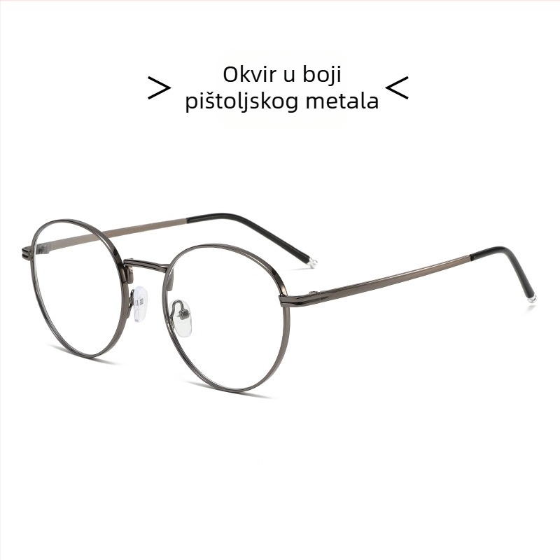 Ovalne retro metalne naočale za čitanje s anti-plavim svjetlom, za odrasle, unisex, plosne leće