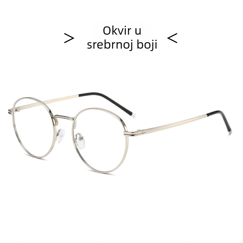 Ovalne retro metalne naočale za čitanje s anti-plavim svjetlom, za odrasle, unisex, plosne leće