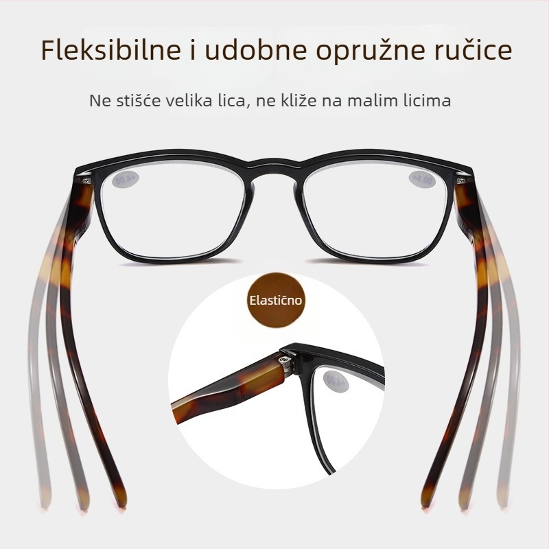 Nova modna ženska naočale za čitanje s kvadratnim okvirom, retro ultra lagane, udobne HD naočale za starije osobe