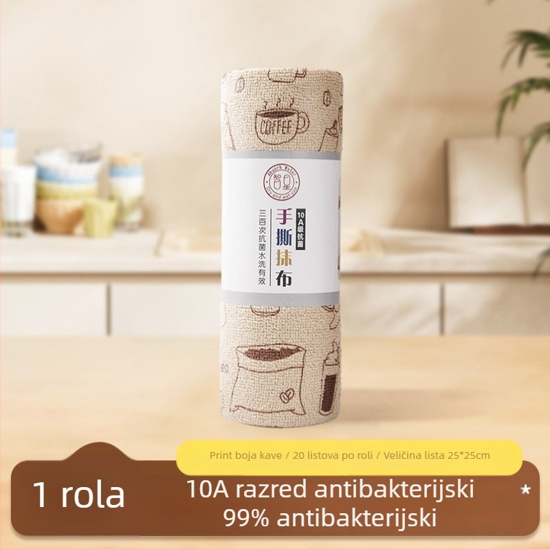 Antibakterijska mikrovlaknena krpa za kuhinju, upija vodu i mrlje, jednokratna, lako se rastrga ručno