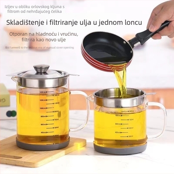 Posuda za ulje od nehrđajućeg čelika i stakla, posuda za začine, velika zapremina, filtr za talog ulja