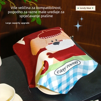 Crtani dizajn, slatko pokrivalo za mikrovalnu pećnicu i zračnu fritu, zaštitni poklopac za šalice i čajnu tanjicu, mali kvadratni ručnik.