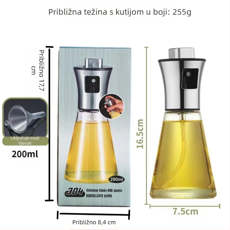 Sprej boca za ulje od nehrđajućeg čelika 304, s tlačnim zatvaračem, otporna na curenje, za kuhinju i roštilj