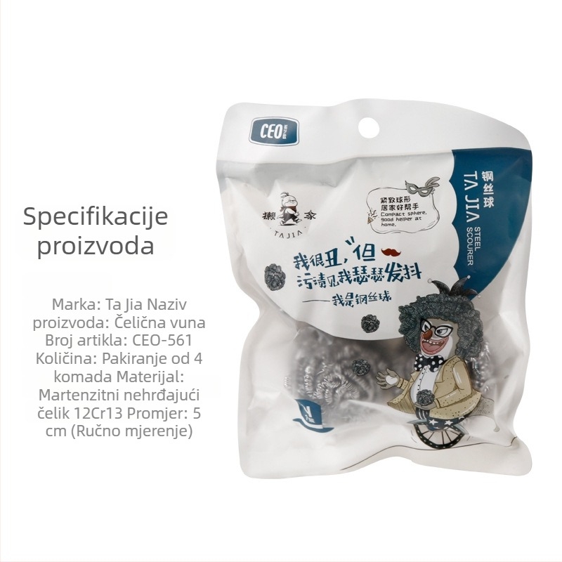 Kuhinjska četka s čeličnom volnatom za čišćenje lonaca i posuđa – set od 4 ili 6 komada