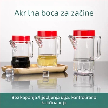 Prozirna akrilna boca za ulje s crvenim poklopcem, kuhinjska plastika boca – za ulje, sojin umak, ocat i začini