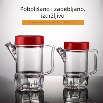 Prozirna akrilna boca za ulje s crvenim poklopcem, kuhinjska plastika boca – za ulje, sojin umak, ocat i začini