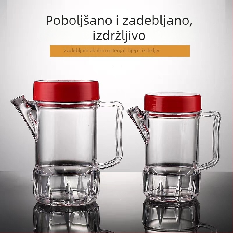 Prozirna akrilna boca za ulje s crvenim poklopcem, kuhinjska plastika boca – za ulje, sojin umak, ocat i začini
