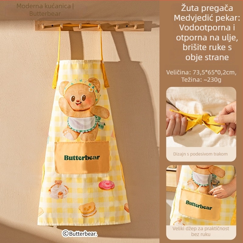 Modern Housewife & Butter Bear kuhinjska pregača – otporna na ulja i vodu, bez rukava, univerzalna veličina, koreanskog stila