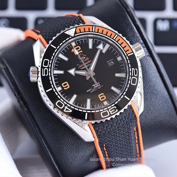 Muški automatski mehanički sat, kućište i narukvica od nehrđajućeg čelika, 41 mm brojčanik, narančasti naglasak, europski stil