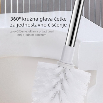 Toaletna četka s dugom drškom od nehrđajućeg čelika, viseći dizajn, glava za čišćenje u obliku kugle