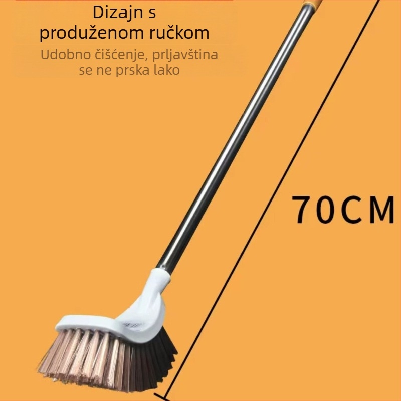 Toaletna četka s dugom drškom od nehrđajućeg čelika, viseći dizajn, glava za čišćenje u obliku kugle