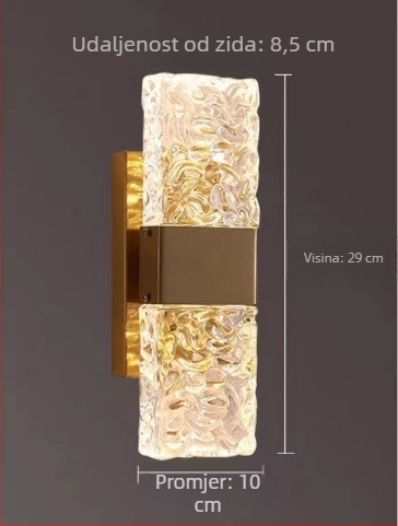 Nordijska postmoderna zidna lampa od kristala i bakra, dizajnerski minimalistički stil, za spavaću sobu i kupaonicu ispred ogledala
