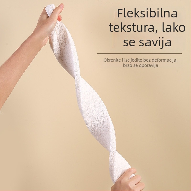 Duga upijajuća spužva od drvene celuloze i pamuka za čišćenje sudopera i radne površine