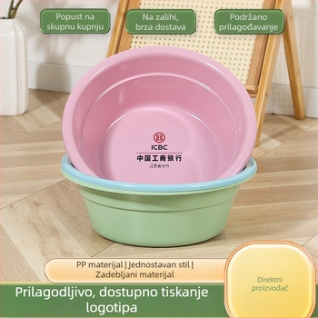 Plastično korito s mogućnošću tiskanja reklame, veliko, debelo korito za dom ili studentski dom, višefunkcionalno za lice, stopala i pranje povrća