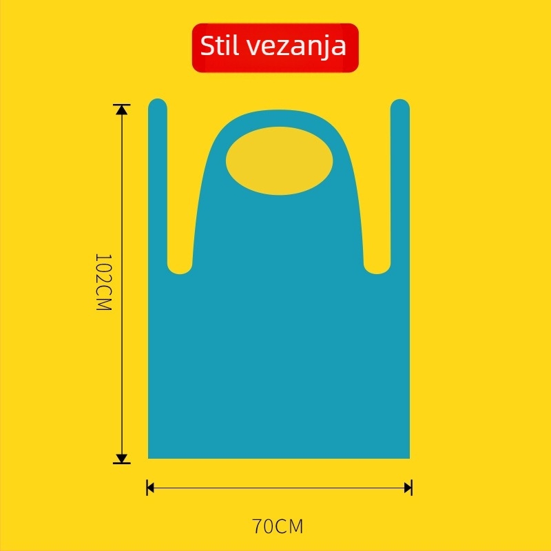 Jednokratna CPE pregača, vodootporna i otporna na ulje, plastična pregača za kuhinju i frizerski salon, jednobojna bijela ili svijetloplava, moderni minimalistički stil