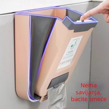 Sklopivi zidni koš za otpad u kuhinji, za vrata ormarića, 4 L plastični