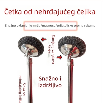 Dulja ručka od nehrđajućeg čelika za čišćenje posuđa i lonaca sa žicom, proširena žičana četka, velika kuhinjska četka za pranje, višenamjenski alat za čišćenje