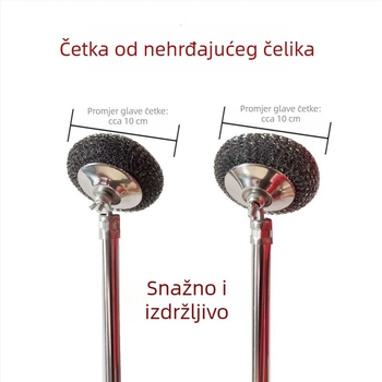 Dulja ručka od nehrđajućeg čelika za čišćenje posuđa i lonaca sa žicom, proširena žičana četka, velika kuhinjska četka za pranje, višenamjenski alat za čišćenje
