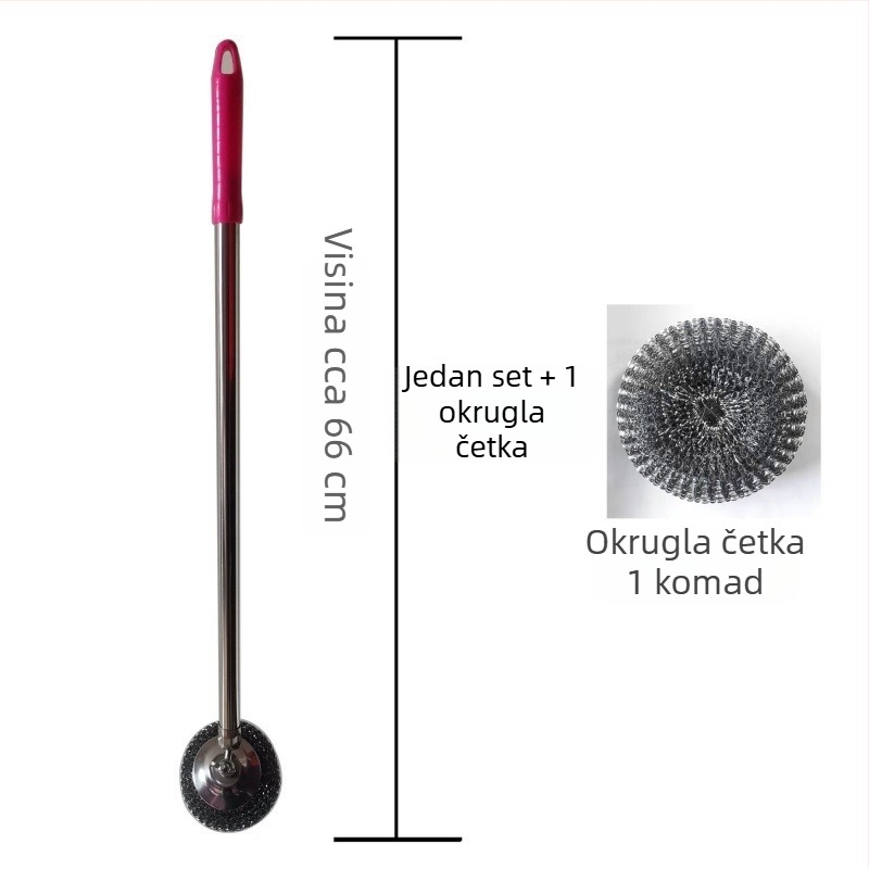 Dulja ručka od nehrđajućeg čelika za čišćenje posuđa i lonaca sa žicom, proširena žičana četka, velika kuhinjska četka za pranje, višenamjenski alat za čišćenje