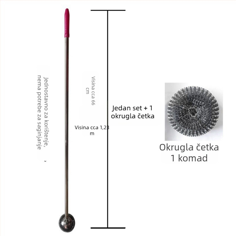 Dulja ručka od nehrđajućeg čelika za čišćenje posuđa i lonaca sa žicom, proširena žičana četka, velika kuhinjska četka za pranje, višenamjenski alat za čišćenje