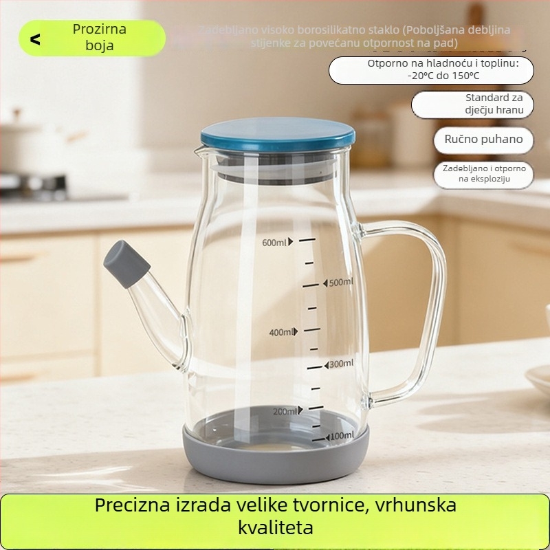 Staklena posuda za ulje od borosilikatnog stakla s automatskim otvaranjem i zatvaranjem poklopca, velike kapacitete, za sojin sos i ocat