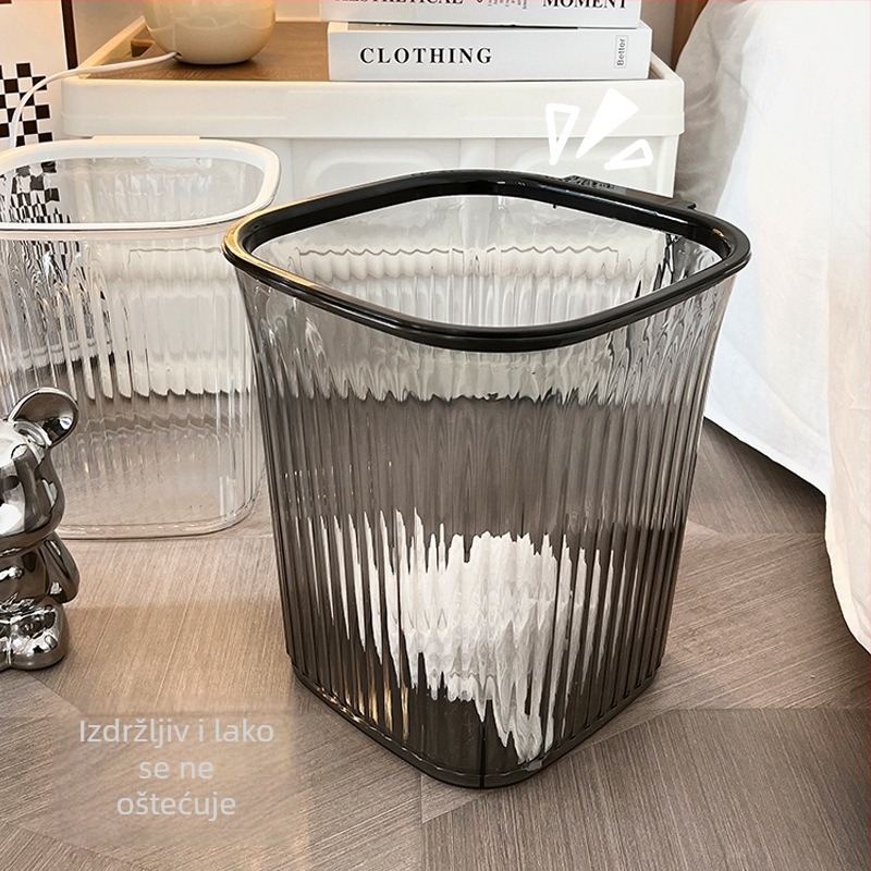 Prozirni kvadratni kućni kanta za otpad bez poklopca, 7 L, plast, pogodno za dnevni boravak, kuhinju, kupaonu i ured