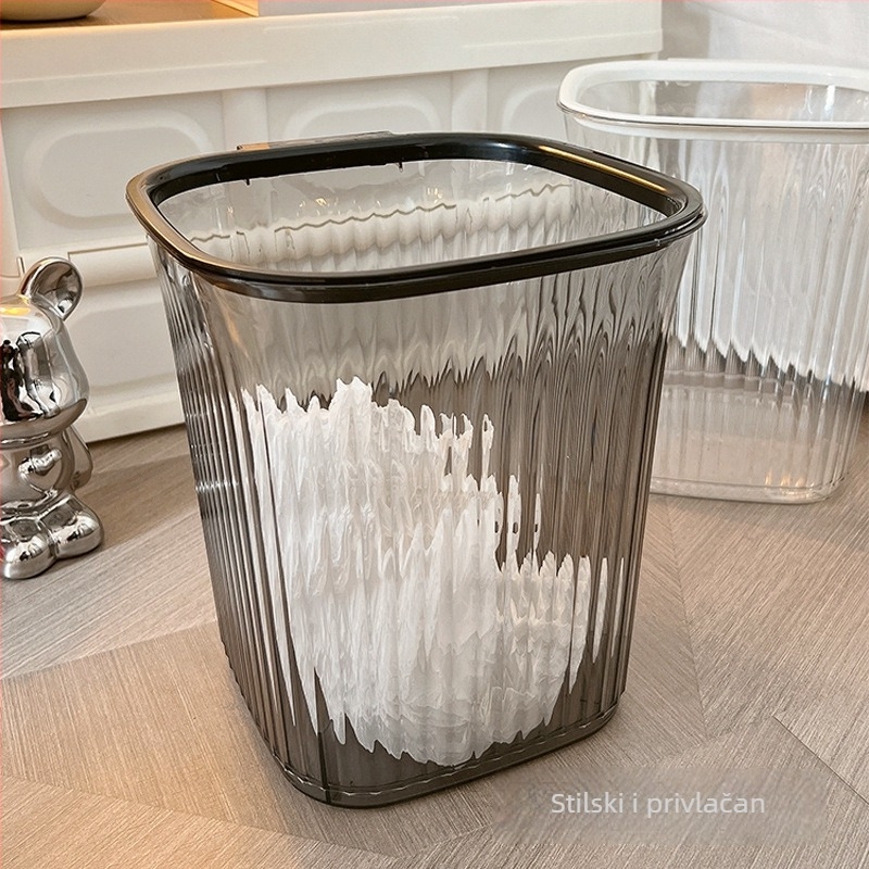 Prozirni kvadratni kućni kanta za otpad bez poklopca, 7 L, plast, pogodno za dnevni boravak, kuhinju, kupaonu i ured