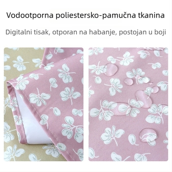 Pregača bez rukava s cvjetno-prugastim uzorkom, vodootporna, s velikim džepom, kućna upotreba, japanski stil, sladak dizajn