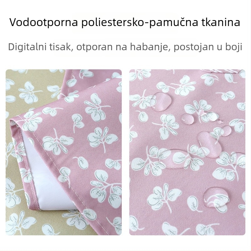 Pregača bez rukava s cvjetno-prugastim uzorkom, vodootporna, s velikim džepom, kućna upotreba, japanski stil, sladak dizajn