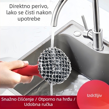 Kuhinjska četka od nehrđajućeg čelika sa silikonom i držalom za pranje posuđa i lonaca
