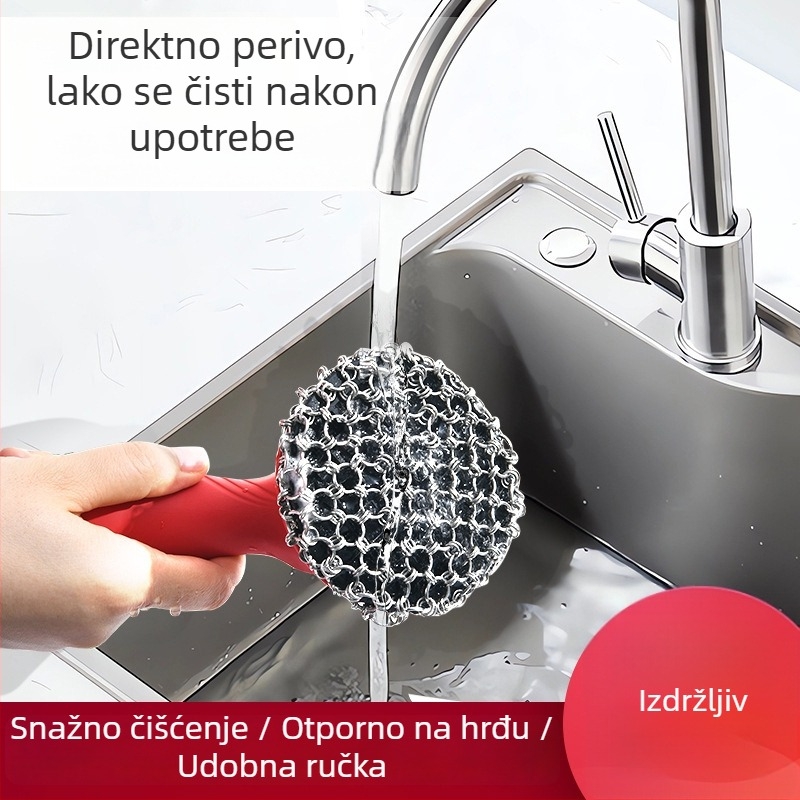 Kuhinjska četka od nehrđajućeg čelika sa silikonom i držalom za pranje posuđa i lonaca