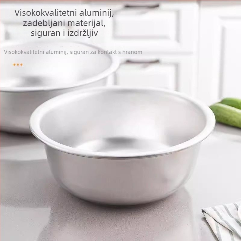 Prehrambeno-kvalitetna debela čista aluminijska zdjela za kućnu upotrebu: za pranje povrća i lice, potpuno aluminijska kuhinjska zdjela, mala aluminijska zdjela
