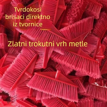 Glava metle s pet redova tvrdih vlakana, izdržljiva i visoke kvalitete – za kuću, škole, sanitaciju i gradilišta.