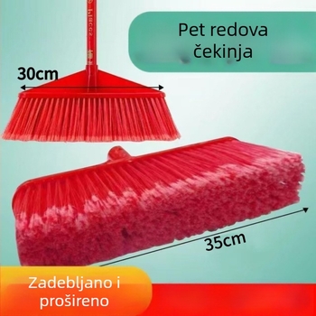 Glava metle s pet redova tvrdih vlakana, izdržljiva i visoke kvalitete – za kuću, škole, sanitaciju i gradilišta.