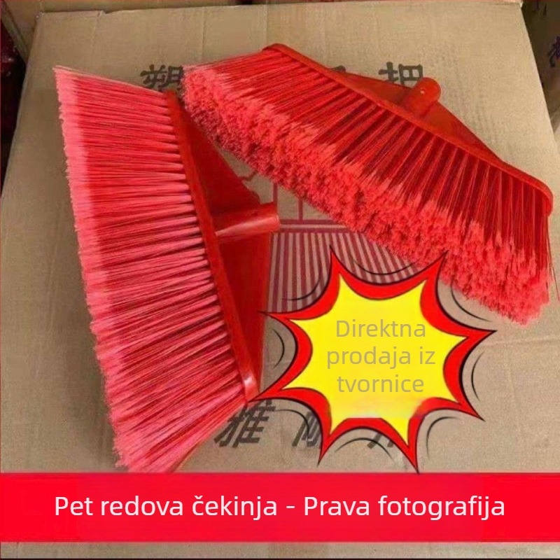 Glava metle s pet redova tvrdih vlakana, izdržljiva i visoke kvalitete – za kuću, škole, sanitaciju i gradilišta.