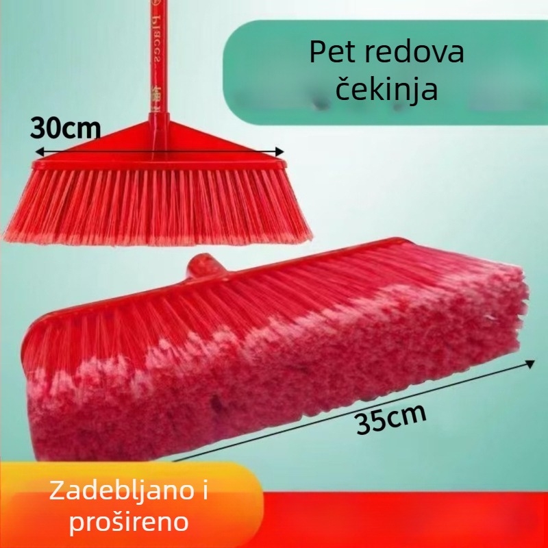 Glava metle s pet redova tvrdih vlakana, izdržljiva i visoke kvalitete – za kuću, škole, sanitaciju i gradilišta.