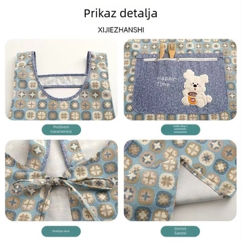 Ženska platnena pregača za kućnu upotrebu i kuhinju, otporna na masnoće, svježeg stila, prozračna i izdržljiva radna pregača