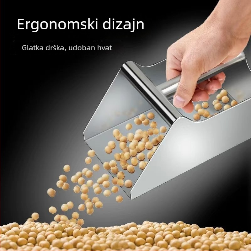 Debeli čelični set za čišćenje: posuda za prašinu, lopatica za zrnce, lopata za hranu i metla za supermarkete i prehrambene tvornice