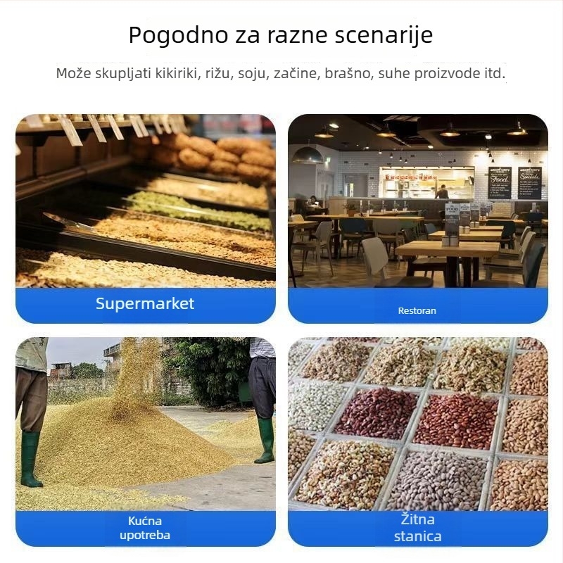 Debeli čelični set za čišćenje: posuda za prašinu, lopatica za zrnce, lopata za hranu i metla za supermarkete i prehrambene tvornice