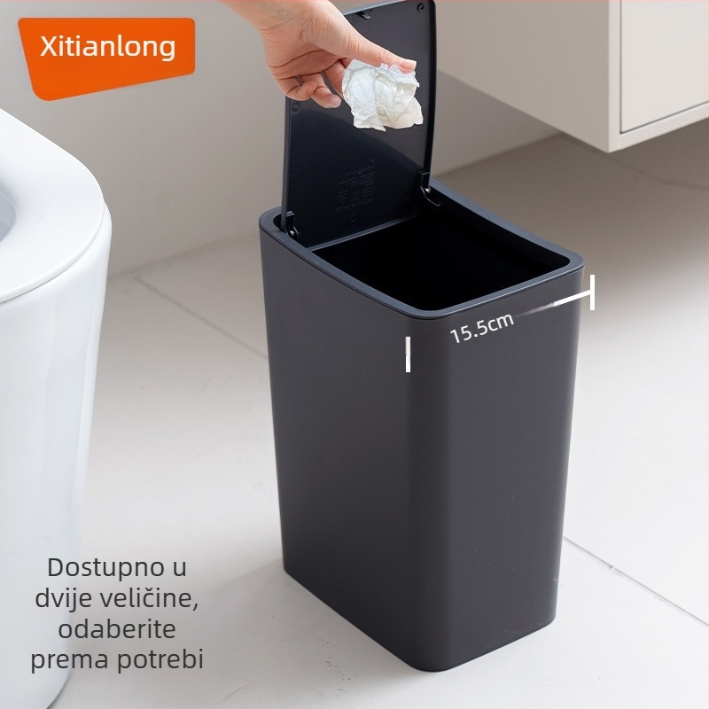 Xitianlong kućni cilindrični plastični kanta za smeće s pritisknim poklopcem, kapaciteta preko 12 L, za kuhinju i kupaonu