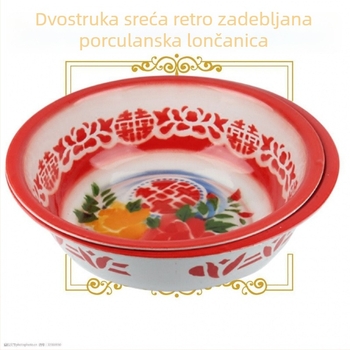 Debelo emajlirani umivaonik od željeza, starinski porcelanski umivaonik, veliki umivaonik za lice i stopala, svadbeni umivaonik s znakom dvostruke sreće za kućnu uporabu
