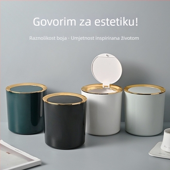 Luksuzna stolna kanta za otpad s poklopcem i pritisknim prstenom, ABS, kapacitet do 4 L, kompaktno uredski