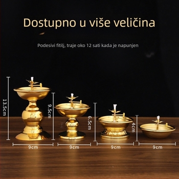 Držač lampe od legure s posudom za ulje, visoka noga i regulirano osvjetljenje za kućni hram