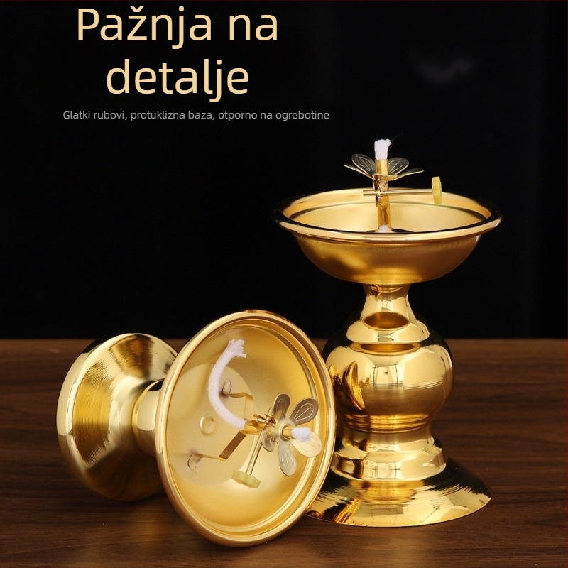 Držač lampe od legure s posudom za ulje, visoka noga i regulirano osvjetljenje za kućni hram