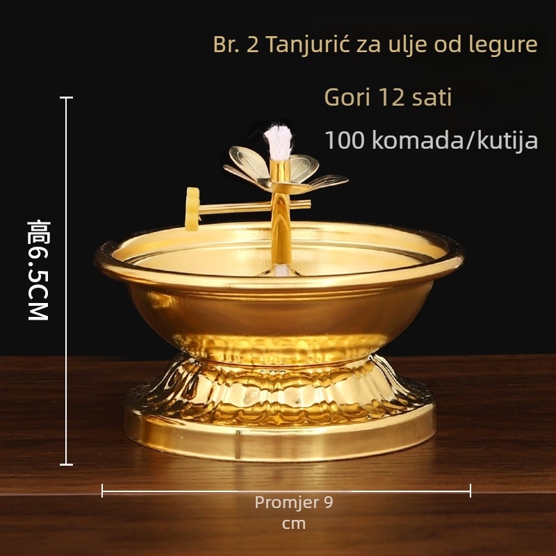 Držač lampe od legure s posudom za ulje, visoka noga i regulirano osvjetljenje za kućni hram
