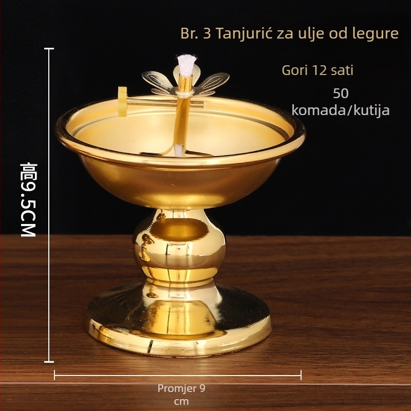 Držač lampe od legure s posudom za ulje, visoka noga i regulirano osvjetljenje za kućni hram