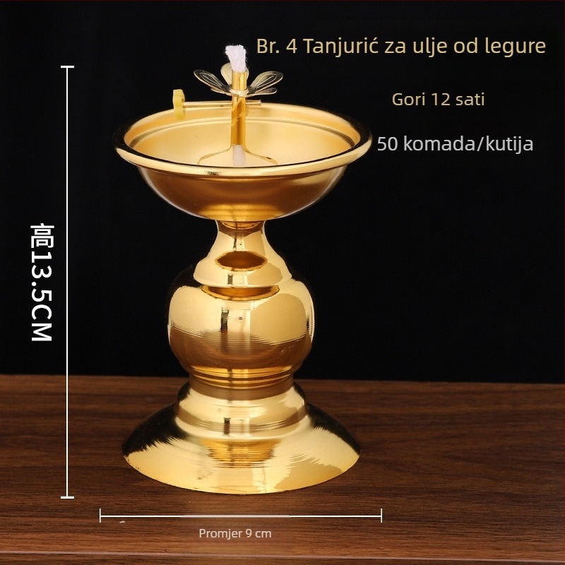 Držač lampe od legure s posudom za ulje, visoka noga i regulirano osvjetljenje za kućni hram