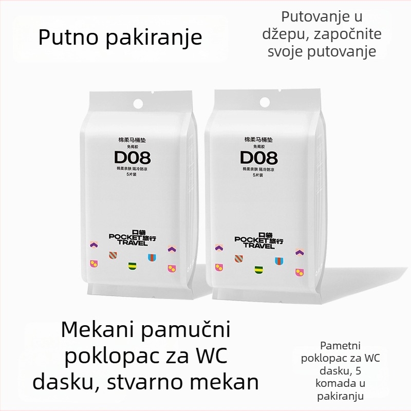Pocket Travel Jednokratno vodootporno pokrivalo za WC dasku – pamuk, prenosno, za hotel i postporođajnu njegu