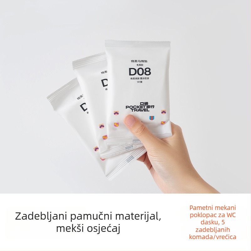 Pocket Travel Jednokratno vodootporno pokrivalo za WC dasku – pamuk, prenosno, za hotel i postporođajnu njegu