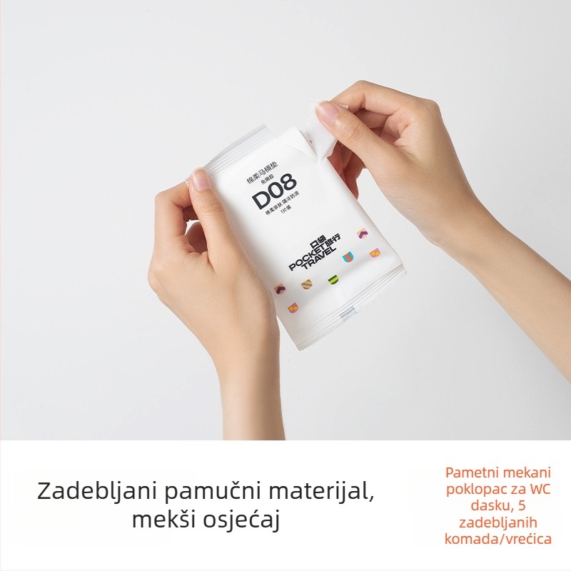 Pocket Travel Jednokratno vodootporno pokrivalo za WC dasku – pamuk, prenosno, za hotel i postporođajnu njegu